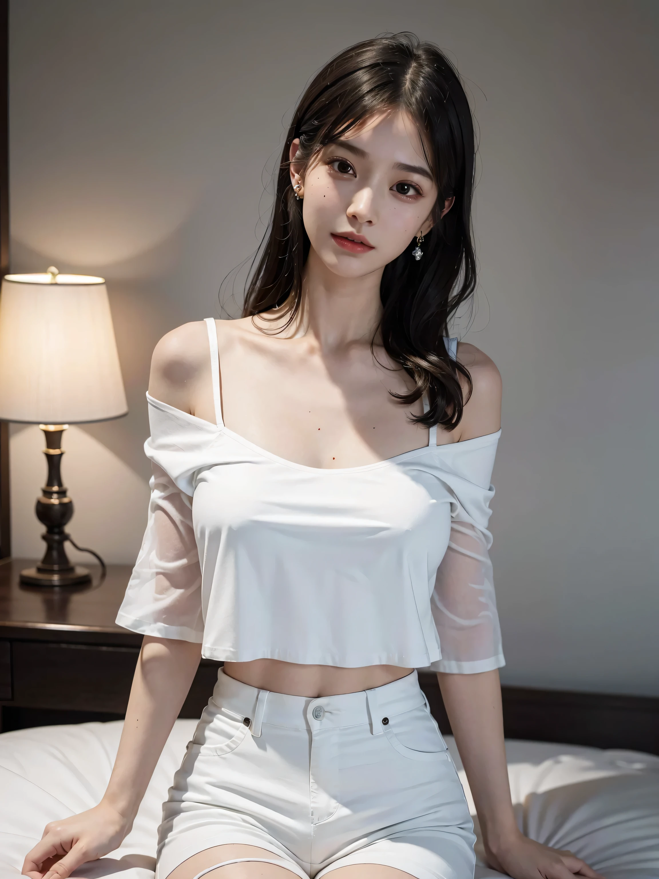 masterpiece,highest quality,Advanced Details,1 male,1 female,((Empty room:1.4))、((Japanese woman with straight medium-long hair:1.4)),16 year old female:1.7、((Woman with sad expression showing her navel:1.4))、((White short sleeve chiffon off-shoulder open front shirt:1.4))、(((White chiffon short sleeve shirt:1.7)))、((A woman wearing a denim skirt that accentuates her thighs:1.4))、Japanese middle-aged 1 male,Men with short black hair,((Man grabbing woman's shoulder:1.4)),The woman is short,That man is tall,Reflects the height difference between men and women、((The two of them are standing in an empty room:1.5))、Women play a leading role、Women are skinny,Small breasted women、Woman with sad expression