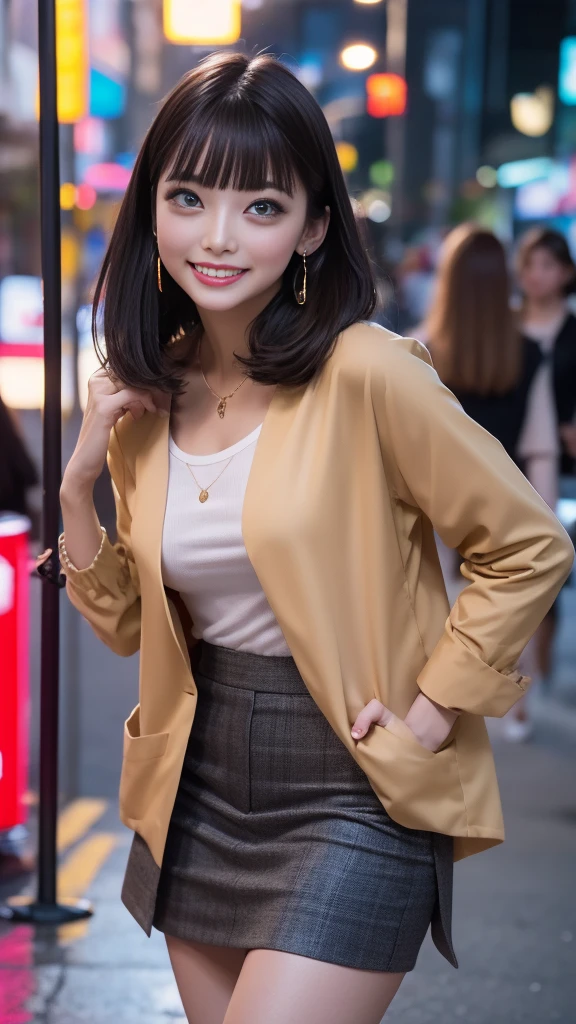 A begging woman、Very short hair、noon、window、Office chair、Meeting room background、Pale yellow jacket、Short skirt、beauty secretary、(Very large breasts、Very thin and long legs、Perfect figure、High heels、whole body、Big smile)、1 female、No makeup、17 years old、(masterpiece、8K,RAW Photos、High resolution:1.4)
