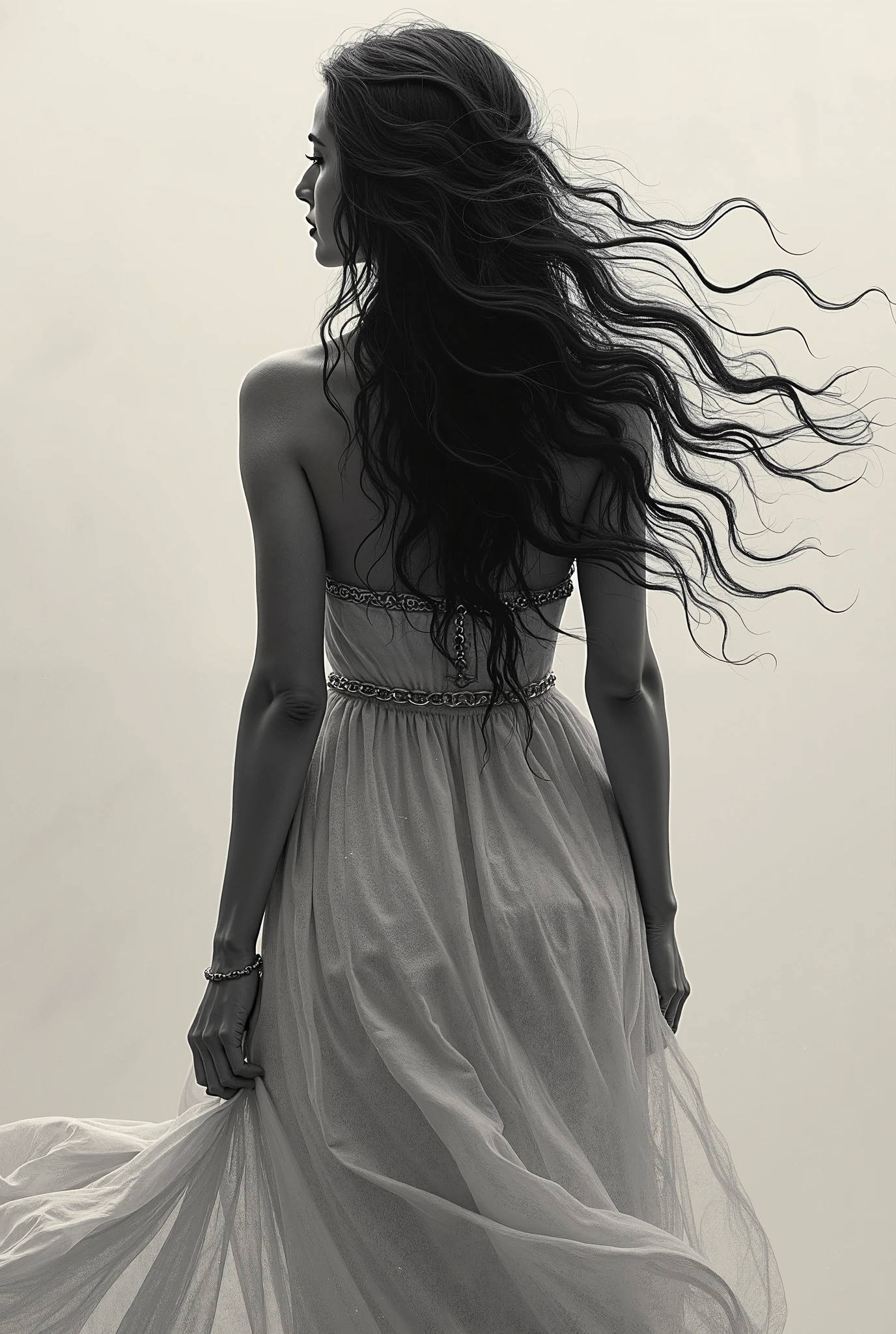 Arafed woman in a dress walking on a beach - SeaArt AI