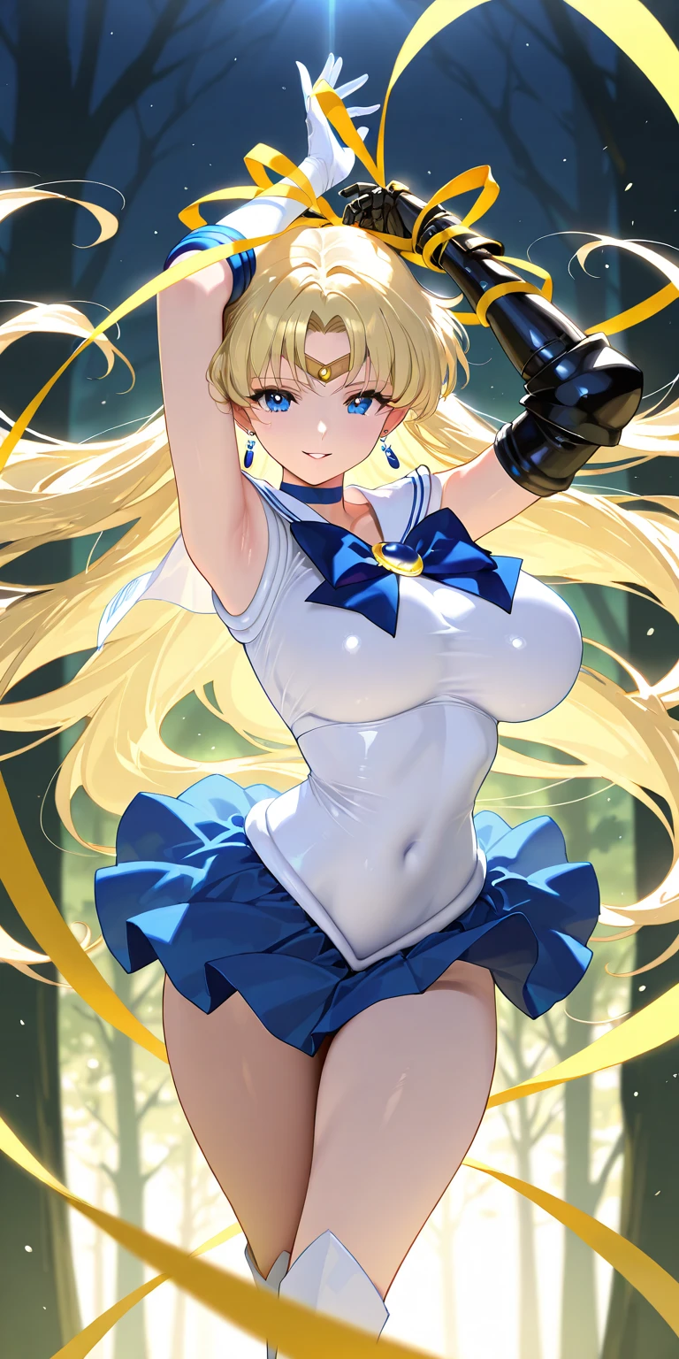 1girl, eternal sailor moon, shy, blush, worried, :o, tearing up, big breast, (torn clothes:1.3)