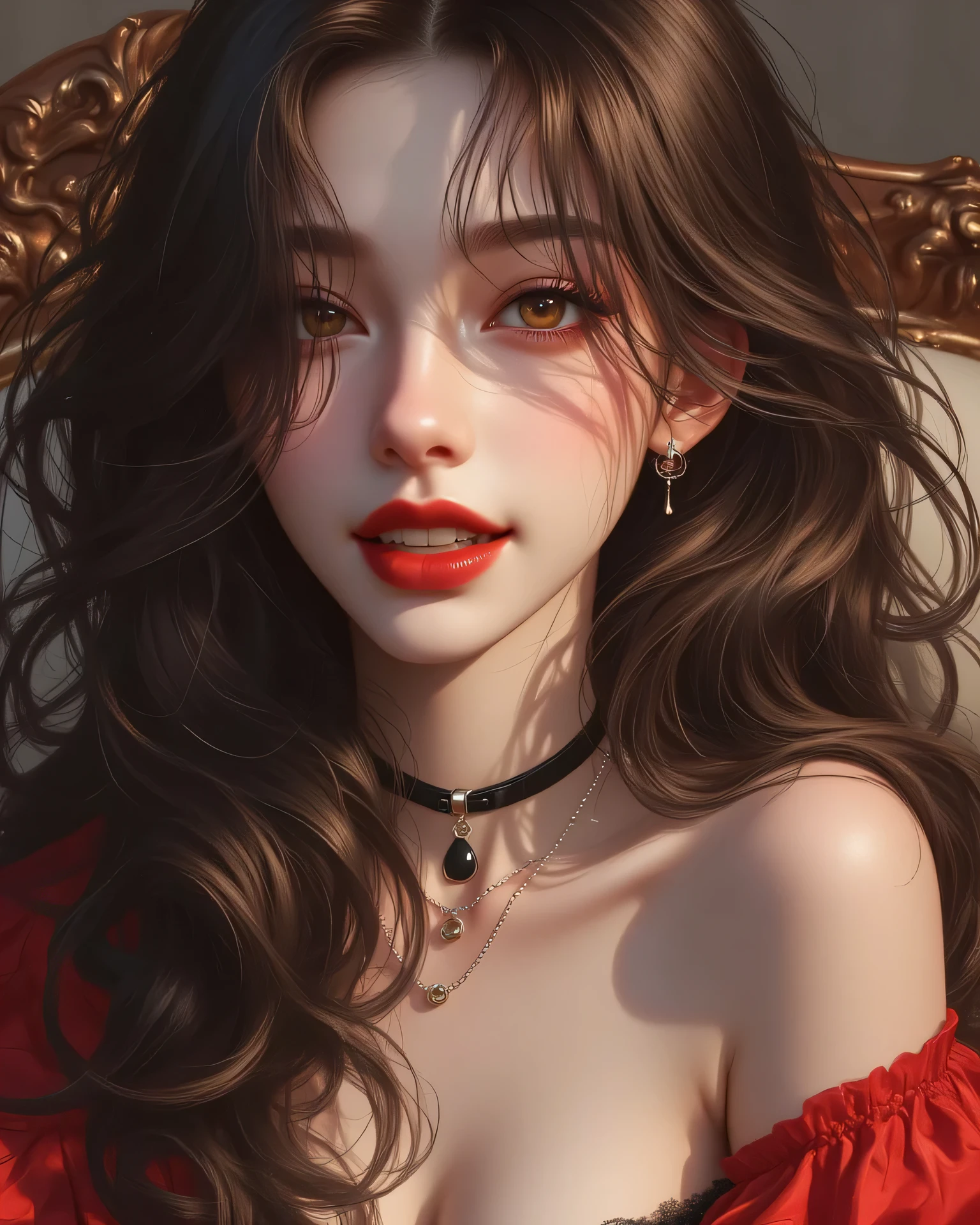 , Hi-Res、 anatomically accurate on a stepladder 、最 high quality、 textured skin 、 8k octane 、
Masterpiece, high quality, 最 high quality, super detailed, Genuine , in the seat,
(It emphasizes indecent ), black little cami dress, (( 1.331)),(( tight waist)), small 、 Read more、Thin arms、( dark hair), short wavy hair , ( Red), beautifully detailed face,
((Enjoying the party)),((reverse curl hair )), show me 、 wine、, open your mouth slightly, teeth, (whole body)
、 are sitting on the sofa、