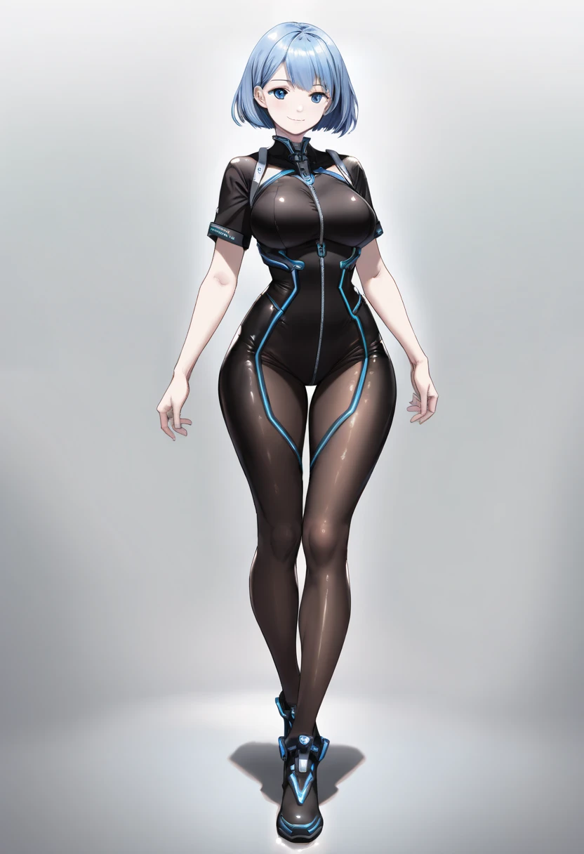 Master of animation, A perfect masterpiece, On a pure white background、Dressed in cool, sexy and modern clothes、Sexy mature modern woman standing, Flowing silver hair, Full Body Stand Posture, Thin legs, Large Breasts, Detailed facial details, Natural and beautiful standing posture, Crisp and realistic body detail,(NSFW:0.5)