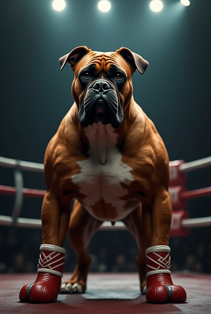 "(best quality,highres,ultra-detailed), boxer dog,headphones,fat,funny expression,enjoying music,artistic interpretation,photo-realistic,soft light,vivid colors"