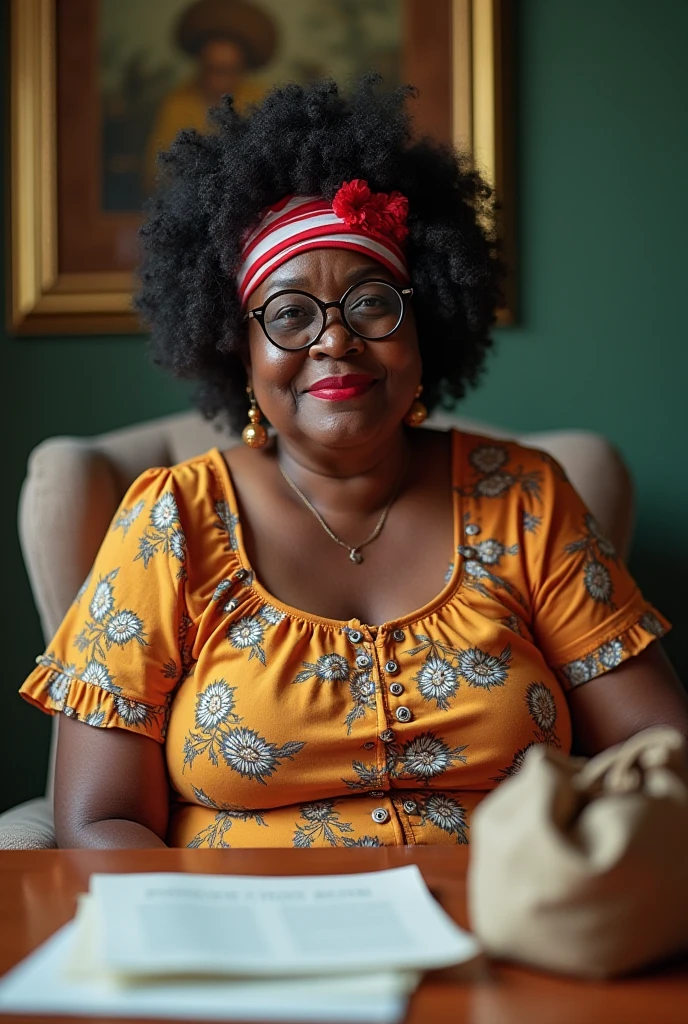 Cabelo loiro, mulher negra de 60 anos