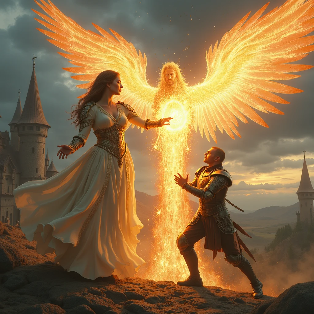 Witch fighting with angel