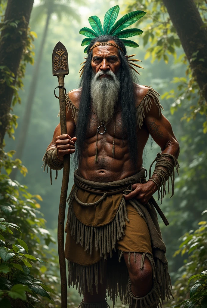Make an indigenous man, pointing seven arrows to the right side