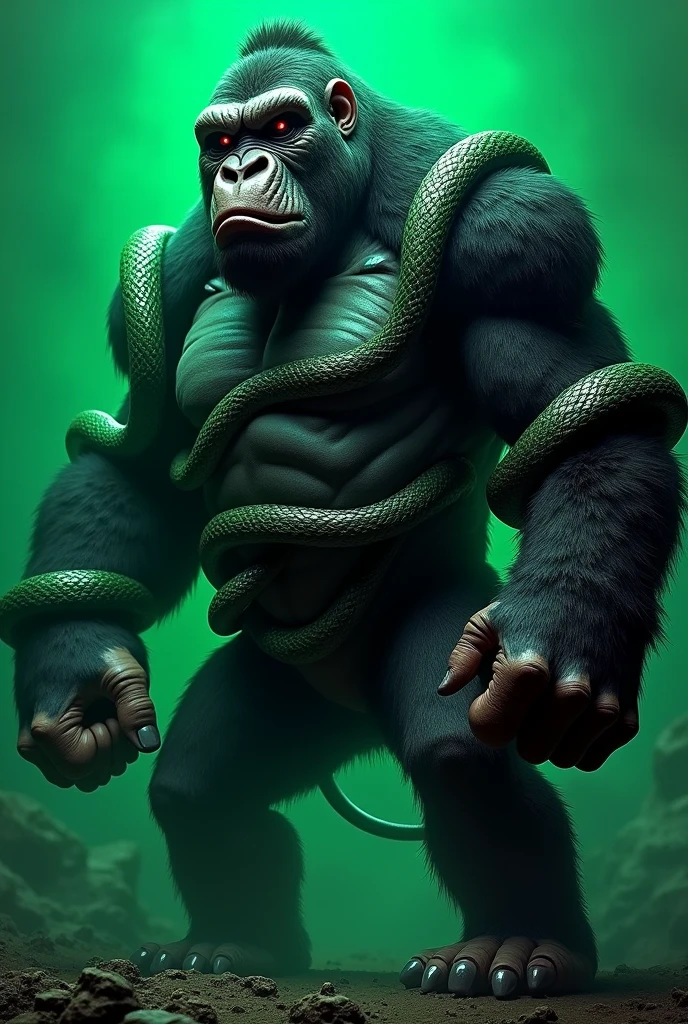 A creature with a toad face and gorilla fangs runs through the forest, intravenously, Swamp monsters, Surreal fantasy monsters, Creatures deep in the jungle, Zgok 8K HD resolution, Frog creatures, Lizard art, savage monster, crazy creature, fierce eyes