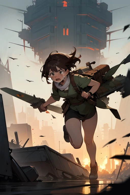 jump backpack nudist、Torn clothes are scattered around、Unstable buoyancy sandstorm、amazing dynamism、great angle、
