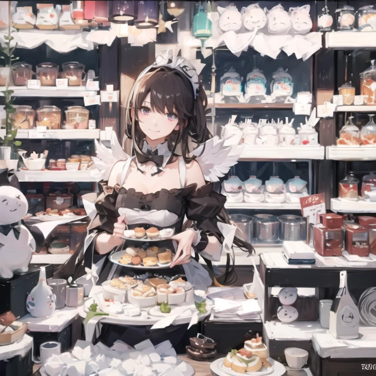 (masterpiece, top quality, best quality, official art, beautiful and aesthetic,1girl,:1.2),Looks fun、happiness、Oversized T-shirt and hot pants、high-heels sandals、 Stylish café、the white rabbit、Fluffy white rabbit、a cake、 macaroons、donut、cookies、black tea、cute little、cute 、Dolce、PastelColors、fluffly、sweet、Pale shades,(((NSFW)))