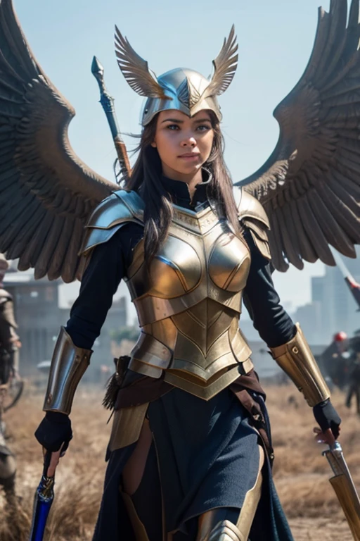 (isabelmoner-smf, 20yo girl), (black hair), (dark skin),
(brown eyes), nose, chin, eyebrows, blush,
(angel wings:1.5),
(looking at viewer),
BREAK
(best quality:1.4), (detailed: 1.3), (masterpiece:1.4), detailed skin, 8k, absurdres, extremely detailed, highly detailed, ultra-detailed, ultra high res,
full body shot,
((green armor, spandex pants)),
<lora:isabelmoner_lycoris_01:1>
<lora:Sanguinius MK3 by CARAXES:0.3>