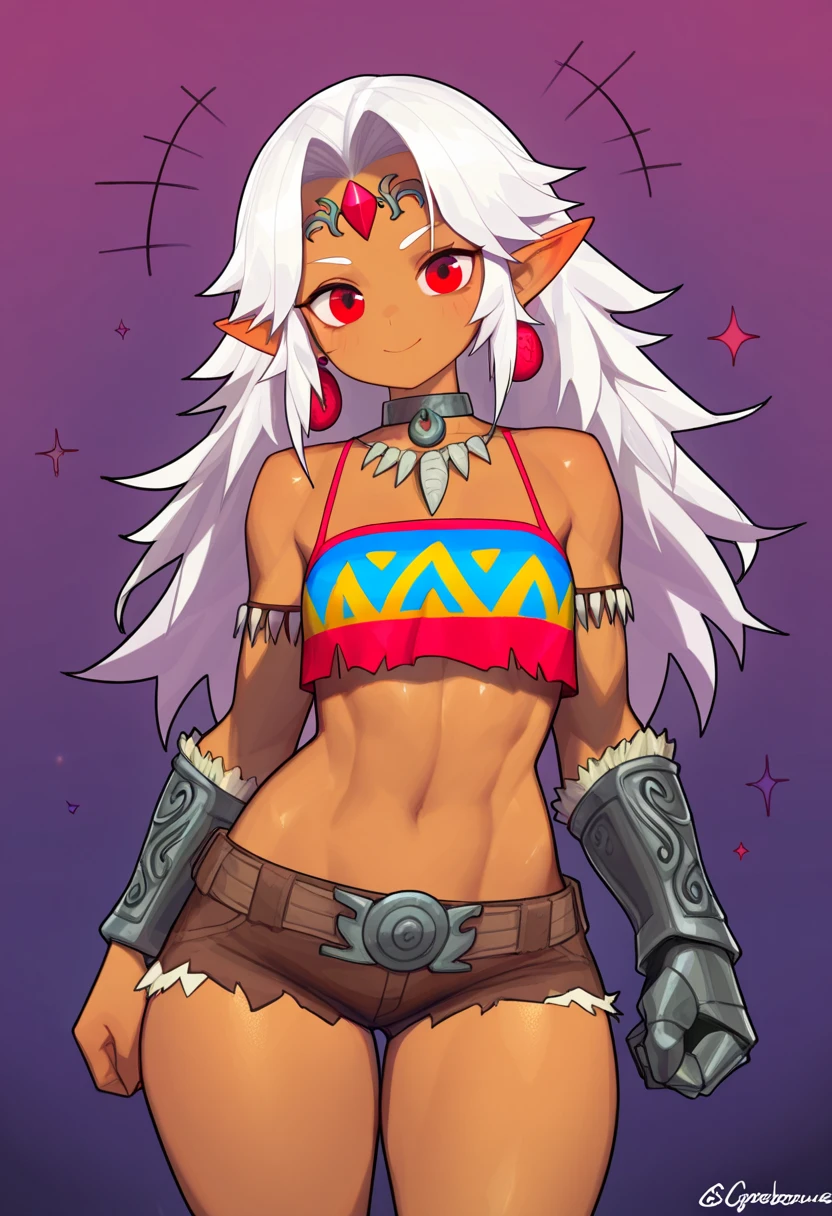 Alone human, Female, fantasy race, large breasts, leather bikini, hunter woman, white long hair, standing, dark skin, white cat ears, white cat tail, red tribal tattoo