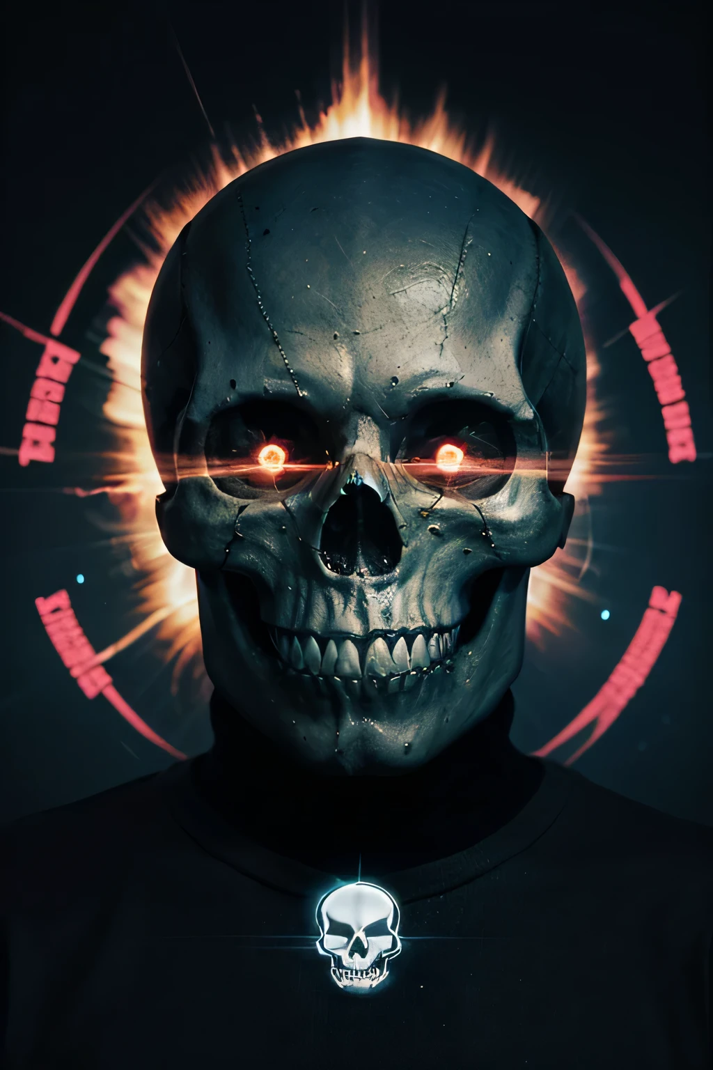 generates a red triangular warning image with a skull and electricity