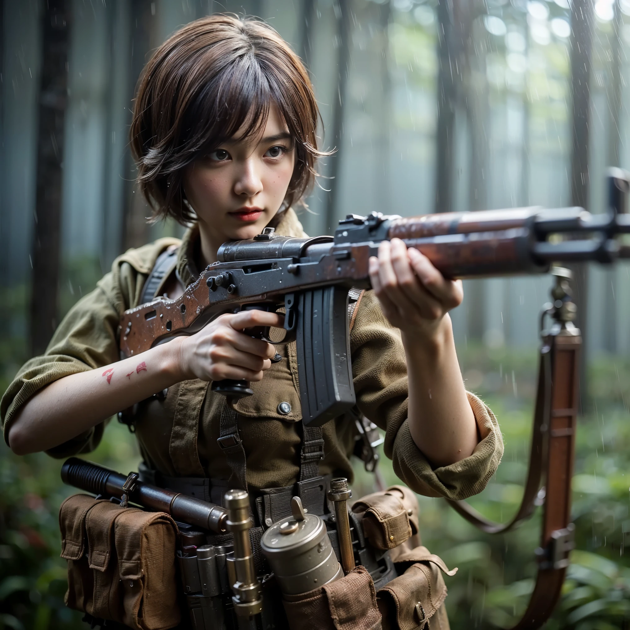 (Completely live action:1.37), (Amazingly realistic textures:1.37), (masterpiece, best quality:1.2), (8k uhd, 16k, 32k, ultra high res), amazingly realistic skin, amazingly realistic photo, superrealism, (photorealistic:1.37), (RAW photo), ultimately realistic, (ultimately realistic all details), (ultimately realistic all textures), super realistic lighting, super realistic shadow, (japanese girl:1.5), ((young face)), smiling, happy, super realistic face, ultimately realistic skin, ultimately realistic eyes, (amazing droopy eye makeup:1.35), ultimately realistic background, ultimately realistic detail up, kkw-ph1, ((design by KATOKI HAJIME, amazingly intricate details, Anatomically perfect hands, mechanical body, mechanical chest, mechanical legs, mechanical arms, machine armour))