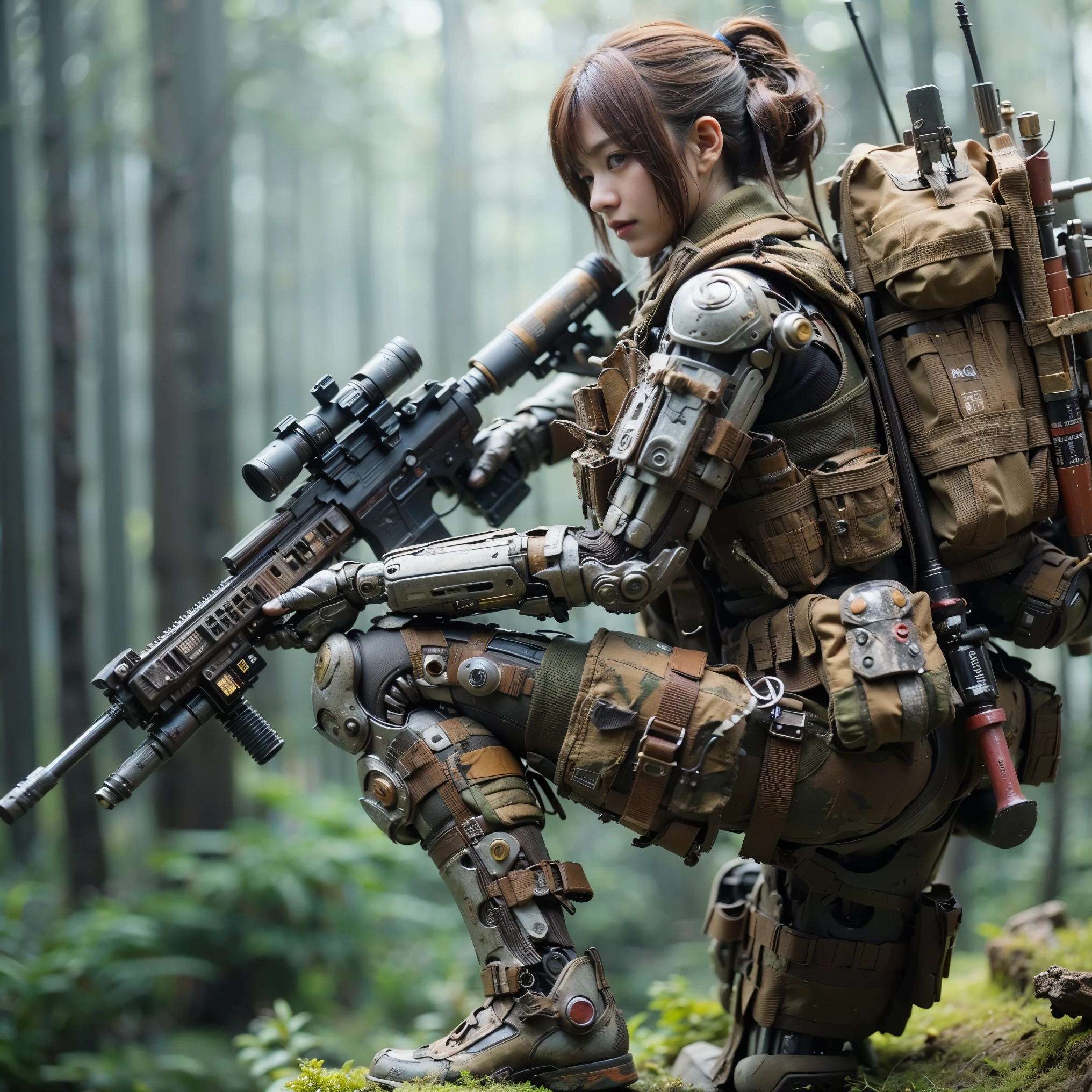(Completely live action:1.37), (Amazingly realistic textures:1.37), (masterpiece, best quality:1.2), (8k uhd, 16k, 32k, ultra high res), amazingly realistic skin, amazingly realistic photo, superrealism, (photorealistic:1.37), (RAW photo), ultimately realistic, (ultimately realistic all details), (ultimately realistic all textures), super realistic lighting, super realistic shadow, (japanese girl:1.5), ((young face)), smiling, happy, super realistic face, ultimately realistic skin, ultimately realistic eyes, (amazing droopy eye makeup:1.35), ultimately realistic background, ultimately realistic detail up, kkw-ph1, ((design by KATOKI HAJIME, amazingly intricate details, Anatomically perfect hands, mechanical body, mechanical chest, mechanical legs, mechanical arms, machine armour))