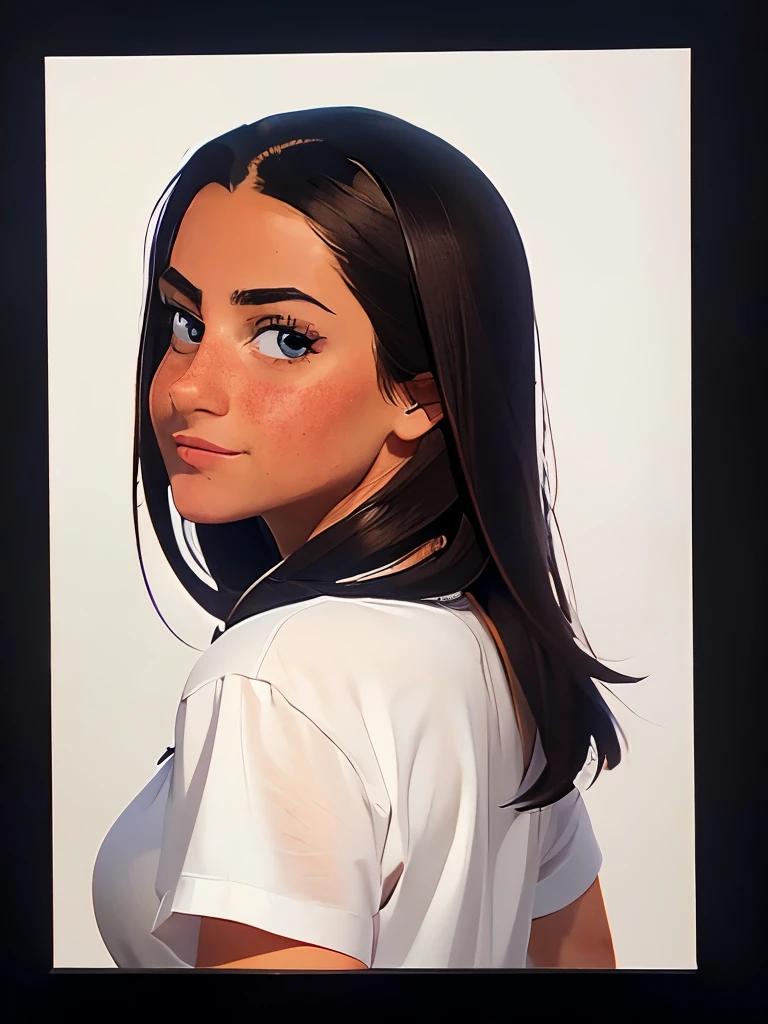 anime,(face),(beautiful detailed eyes), black hair,sliver eyes, masterpiece,looking at viewer, best_quality,white background,masterpiece,white shirt, arms behind back,  