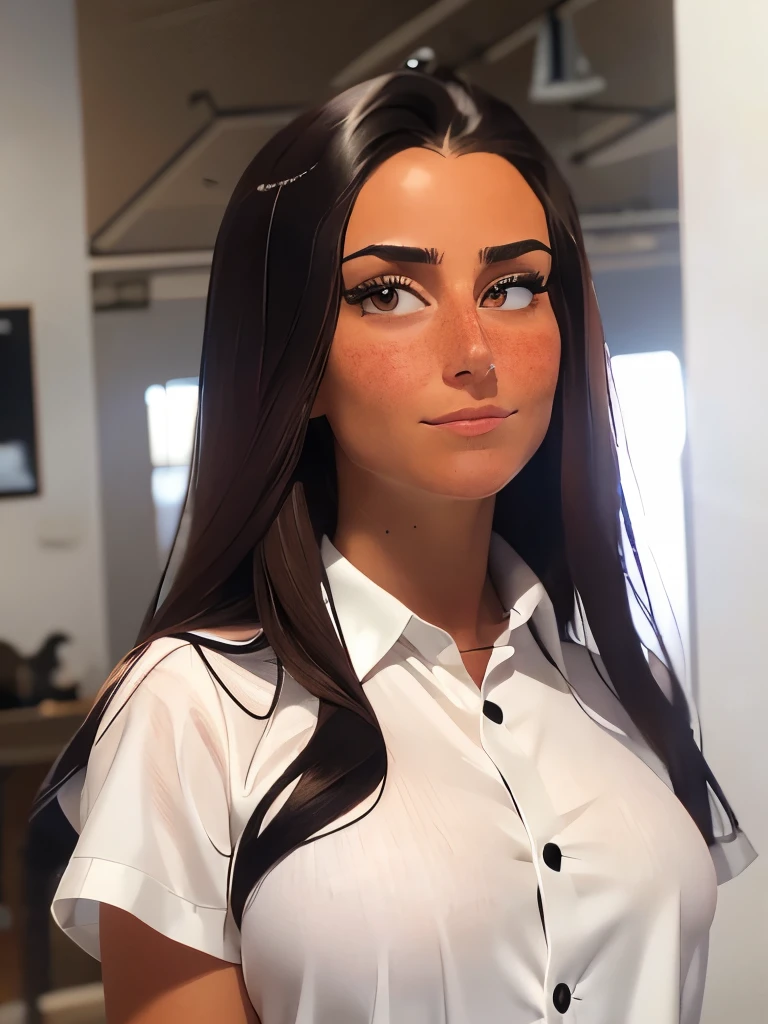 anime,(face),(beautiful detailed eyes), black hair,sliver eyes, masterpiece,looking at viewer, best_quality,white background,masterpiece,white shirt, arms behind back,
