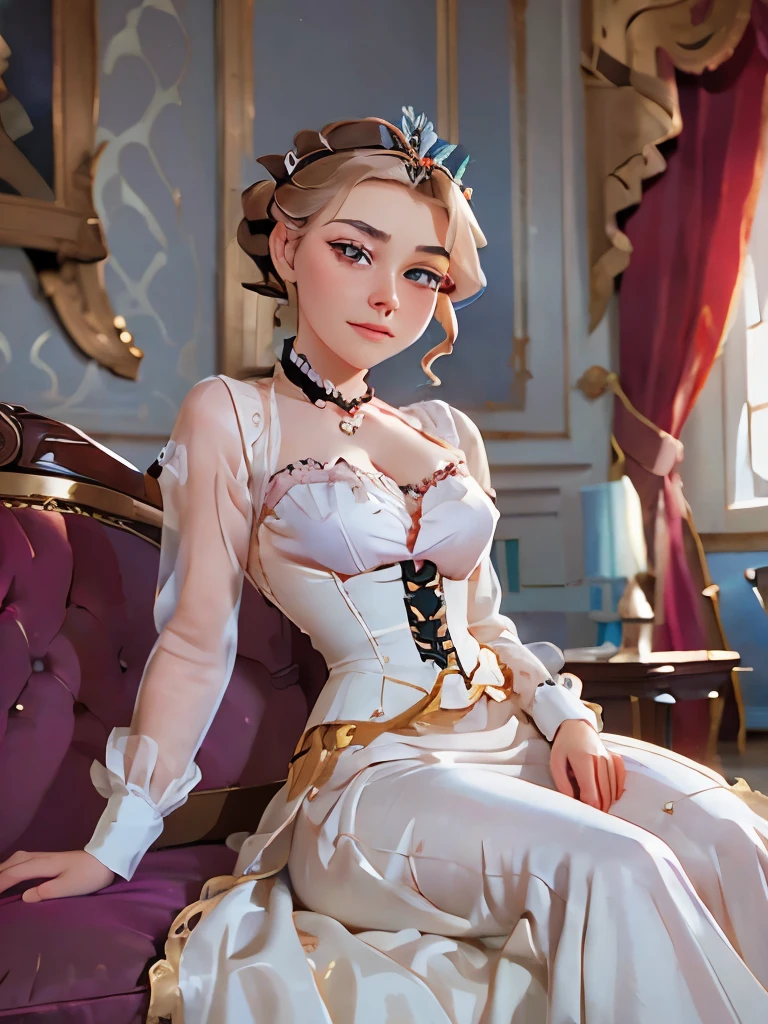 araffed woman in a white corset posing for a picture, an album cover inspired by Gabriel Ba, tumblr, rococo, pearls and gold chains, in victorian aristocrat, # rococo, opulent pearl necklace, elegant corset, victorian inspired clothing, ivory rococo, pearls and chains, rococo queen, rococo dress, gold and pearls