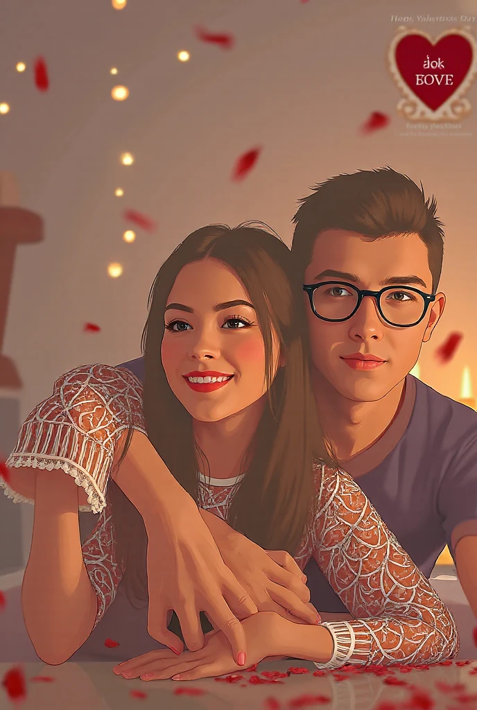 Disney pixar of a couple, lovely, kiss, beautiful girl, 3D cartoon, ai avatar photo, No glasses