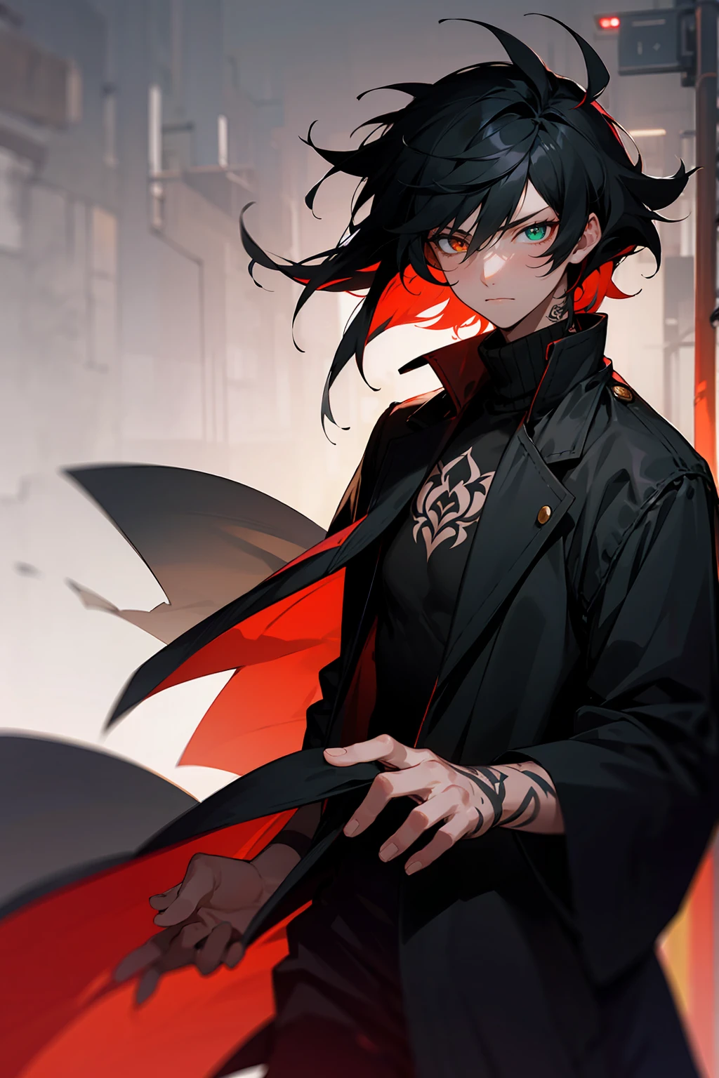 Anime style, boy, slender, thin, black hair, --auto --s2