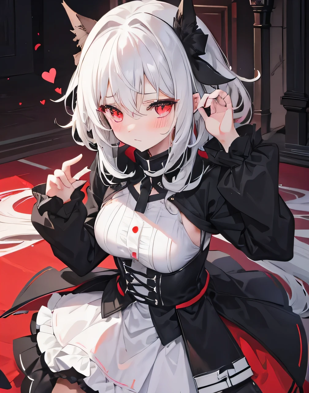 NSFW,show off nipple,Uma Musume,CurrenChan,Beautiful breasts,tucking up the skirt,lift skirt myself,floating,Red ribbon on left ear,short hair of cream color,Whip thighs,Evil smile,Red tights,heart mark,Top image quality,masutepiece,Best Quality