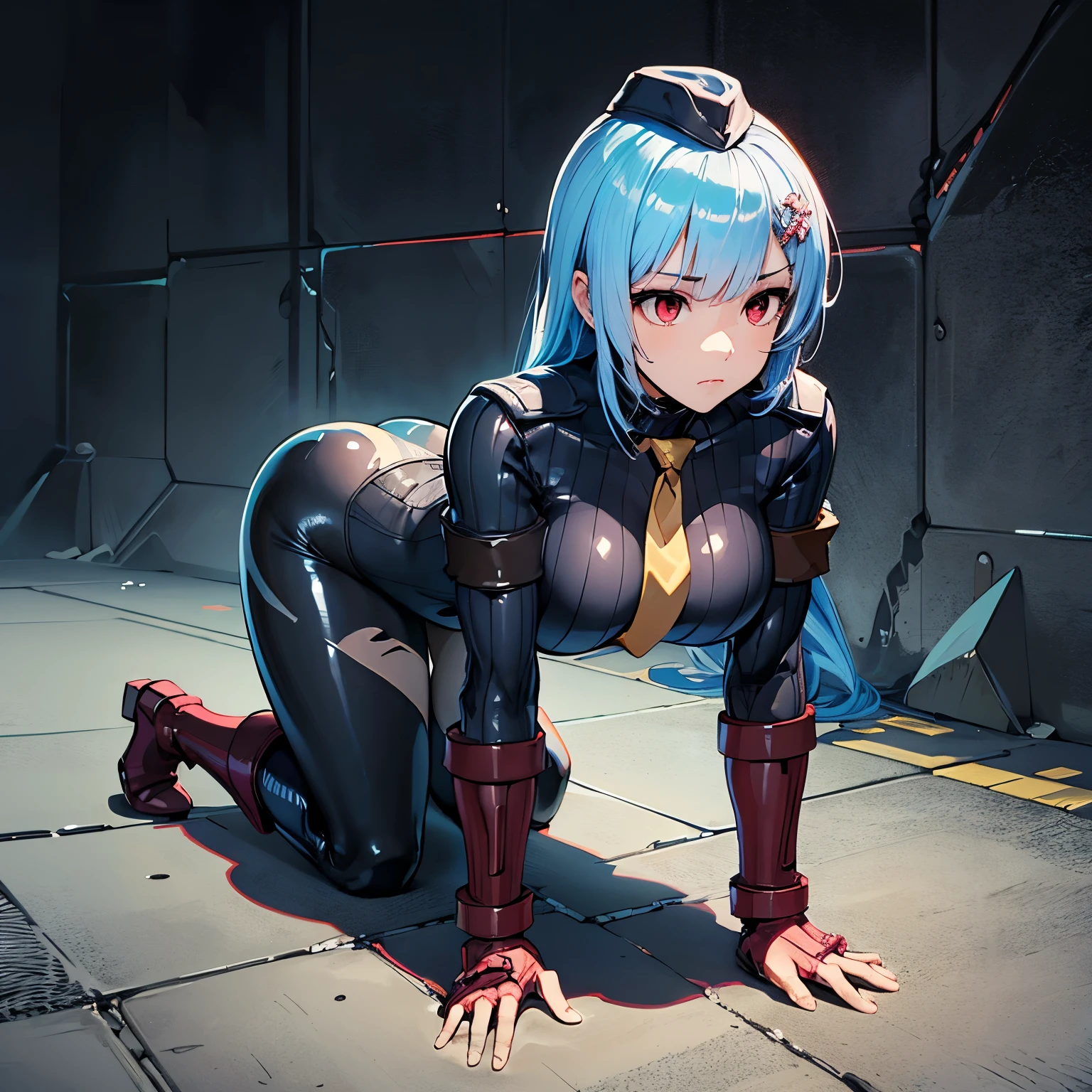 Sexy brown skin Azur Lane waifu, mega large breasts, curvy and super thick, six pack abs, strapped down in a torture chair, torture machine, chains, trapped, in a basement, held hostage, torture, electric chair, sad and crying, scared, peeing on herself, kidnapped, tight black micro bikini exposing her breasts, camel toe, diamond jewelry, Harajuku girl makeup, sexy breast indentation, aroused, sfw, one girl, solo, perfect body, perfect face, perfect hands, perfect fingers, perfect lips, perfect eyes, perfect background, perfect vibe, professional quality, 8k, perfect photography, highest resolution, 8k, ray tracing, perfect volumetric lighting, hight quality octane render, high quality vector, ultra detailed, SAW movie scene, torture room, clear skin, minimalist background, perfect skin, no abberations