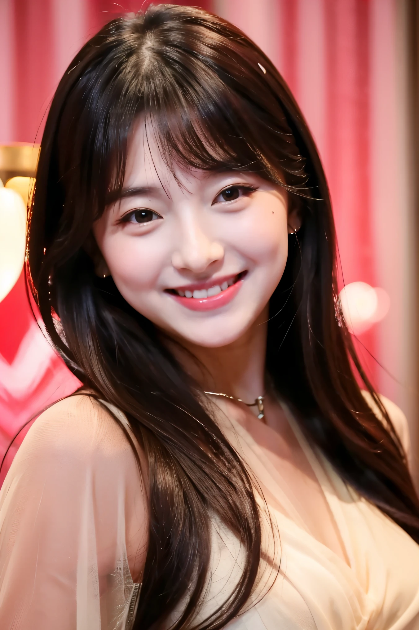 (surreal), (figure), (High resolution), (8k), (very detailed), (Best figure), (beautiful and delicate eyes), (highest quality), (very detailed),(golden brown hair)、 (masterpiece), ( wallpaper), (detailed face), alone, 1 female, 27 years old, looking at the viewer, small details, details face, in the dark, deep shadow, discreet key, Pure erotic face ace_v1, smile, bust, Transparent, Cameto , long legs, thin waist, buttocks, ultra fine makeup, ultra-fine clothing material,