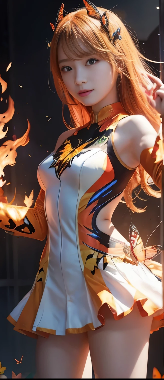 Flashy Idol Girl Covered With Butterflies、A pure girl's face、 hypo、FIRE BUTTERFLY COVERED JERSEY、、、、 Glowing Fire Sword、
