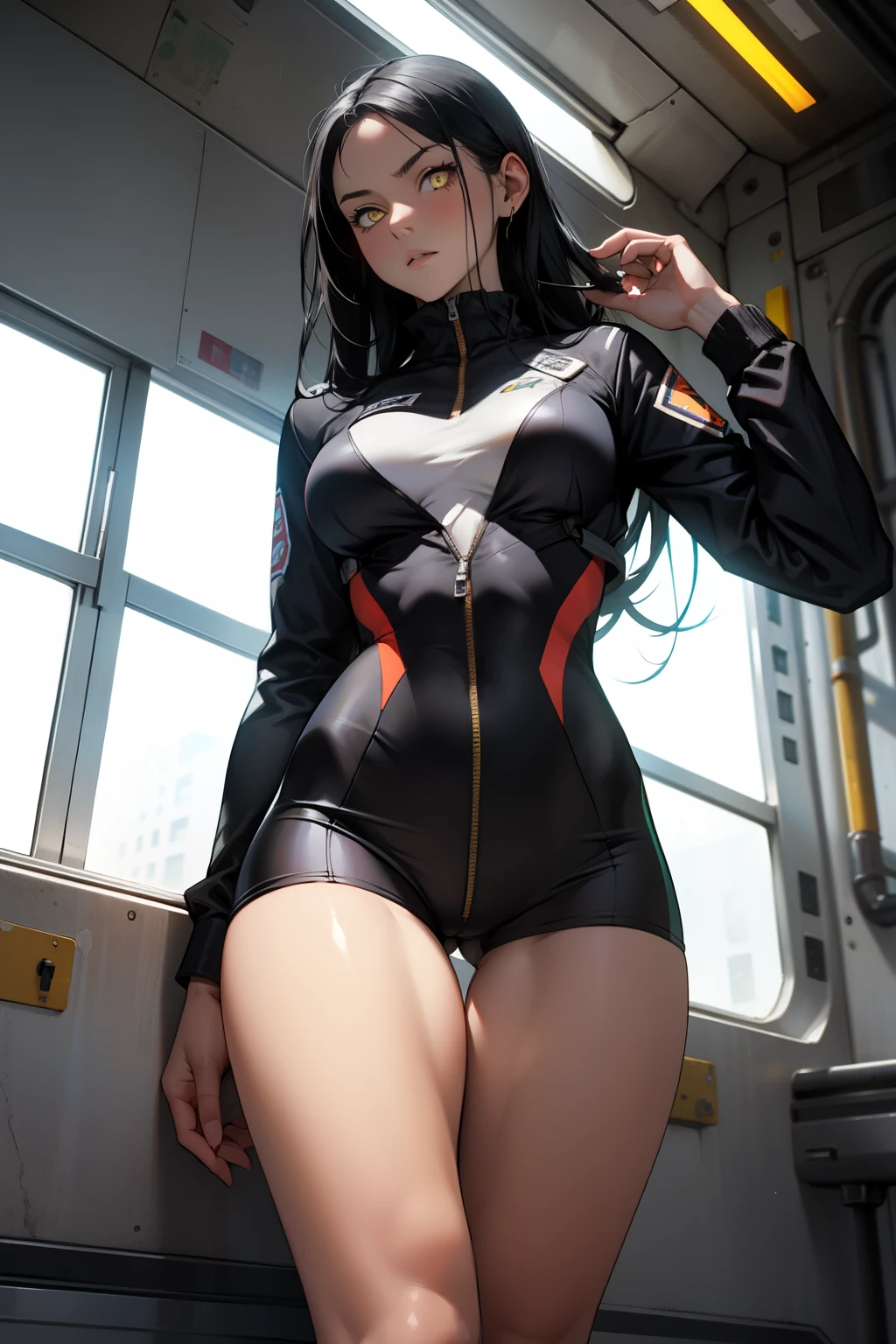 master part,(ultra-detalhado),1girl,, carro, sorriso, carro de corridaro, circuito, Bodysuit preto, jaqueta cropped, white jacket, mangas compridas, luvas de dois tons, Botas de coxa,A barriga fica exposta,busto grande,seios grandes,pernas longas,Adoro Hoshino de corridas,Chame a chama,Squat or stand ,rainy sky,encharcado por todo o corpo,Behind you is a professional race track,Abs,encharcado por todo o corpo,Olhos revirados,Seminuas,seios grandes com decote exposto,encharcado por todo o corpo,
