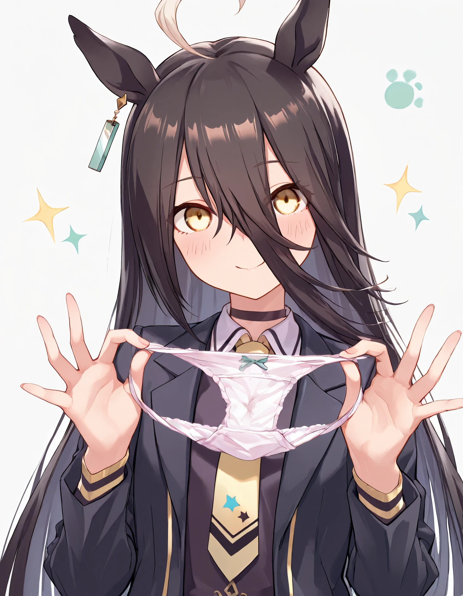 {{{ Masterpiece}}}, {{{ top quality }}}, {{ More details}}, { illustration}, {{ very delicate and beautiful }}, detailed skin, fine eye {{{Uma Musume}}},{{{Manhattan Cafe:1.7}}},{{{Uma Musume}}} ,ens flare, stylish poseリゾートビーチ,{ holding panties with both hands }、{Hold },{Cat's Cradle with Panties}