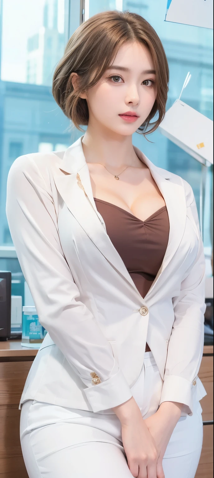 ((Best Quality, 8K, masutepiece :1.3)), Whole body, Sharp Focus :1.2, A pretty woman with perfect figure :1.4, Slender Abs :1.2, ((dark brown hair, Big breasts :1.2)), Body dress :1.1, (Night City View, Rocky balcony :1.1), Highly detailed face and skin texture, Detailed eyes, 二重まぶた, Too big bust, High School Uniforms, Schoolwear, White T-shirt, Exposed cleavage, (Black pantyhose), (), Interior Scene, School