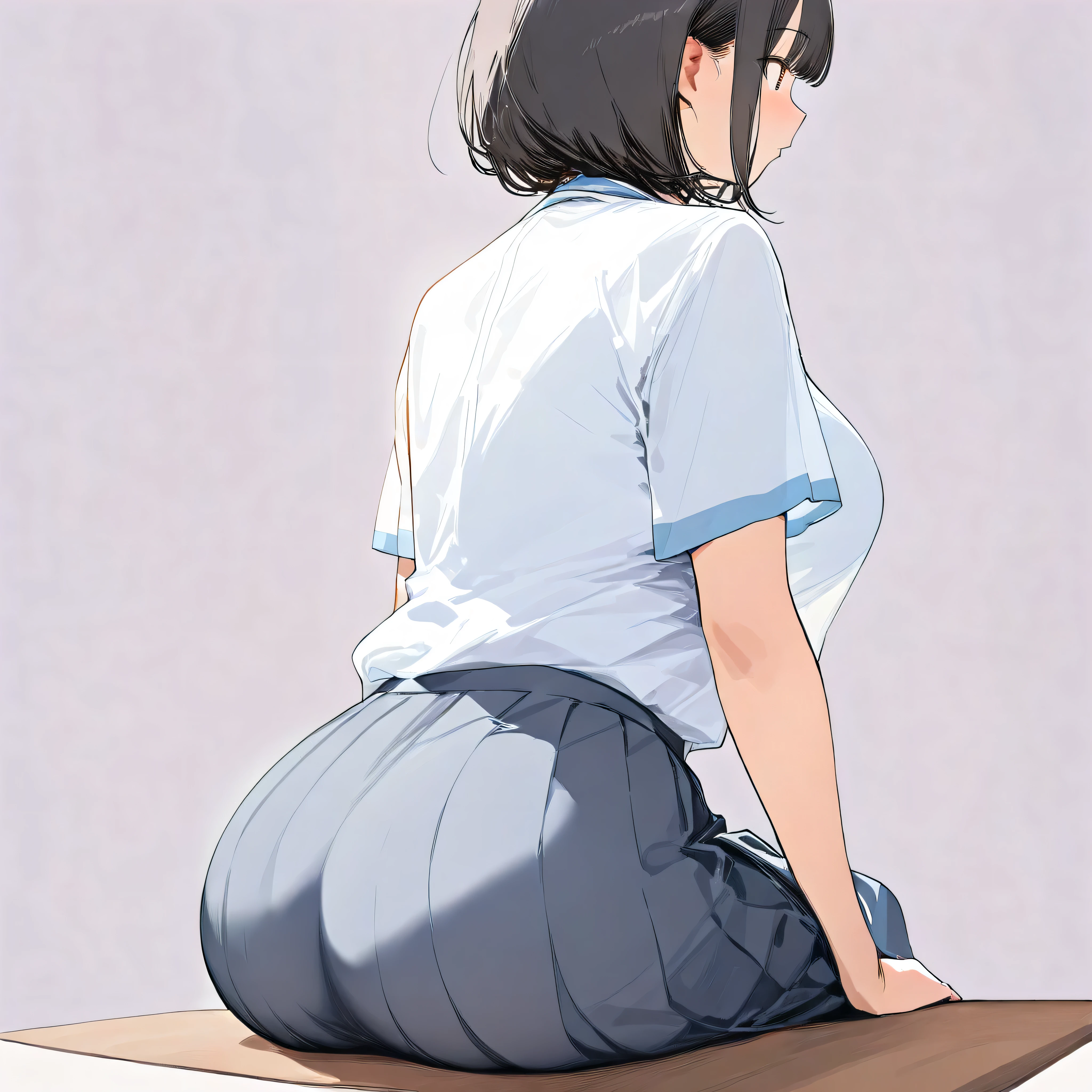 nsfw,alone, (One girl), Elementary school girl,8-year-old, ((全naked)), (naked),sexy, (Cowboy Shot), ((Put your arms behind your head)), classroom, With a girl:hair is black and short, Her face is round and cute, Black Hair, short hair,Shy, Embarrassing,from below,from the front,((squat)),Spread your legs、