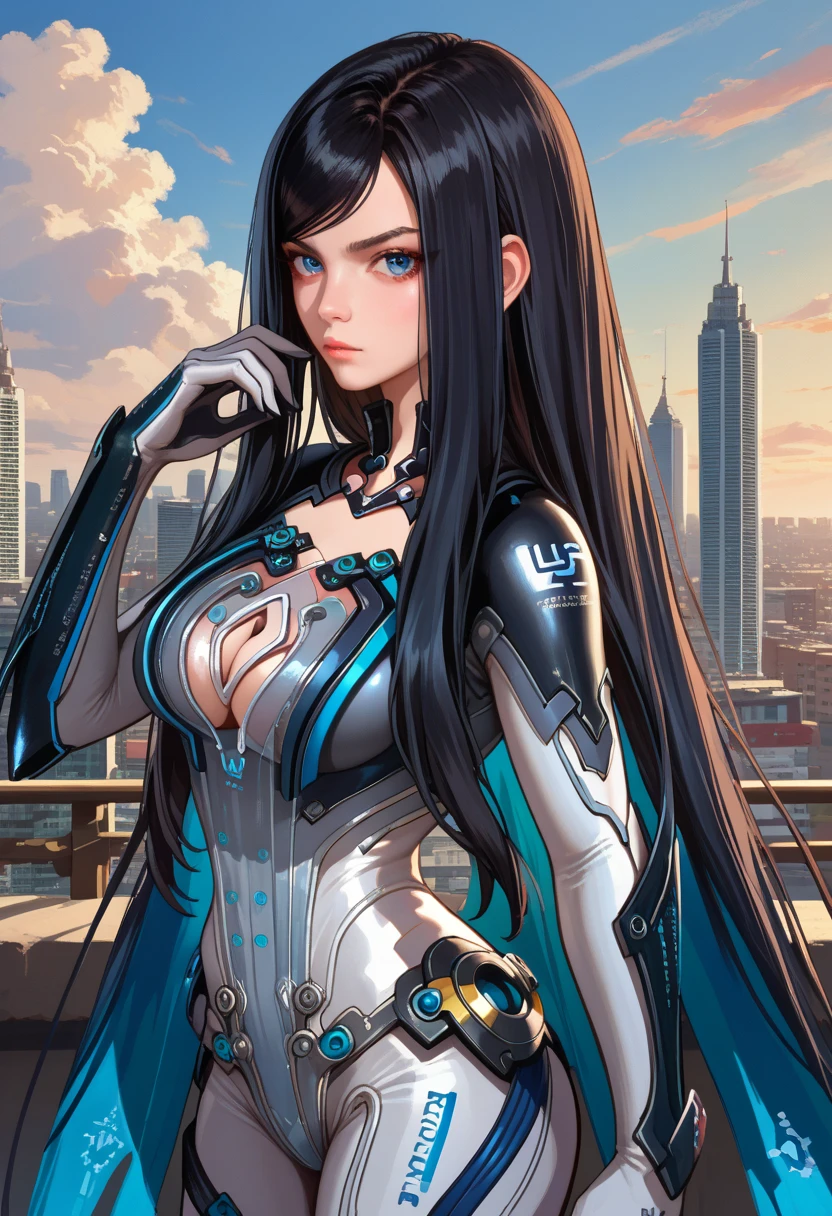 (((masterpiece, Highest quality)))、(((32K Wallpapers)))、The most detailed machine、(((The most complete and detailed blue futuristic machine and a woman)))、The most detailed background、(((Flat Chest)))、(((Surrounded by many complex, sophisticated, futuristic machines)))、head shot,((((more various angle))))、((Overall colorfully))、A perfect machine、(((Perfect Face)))、(((The most complete machine of the future)))、Detailed Hair