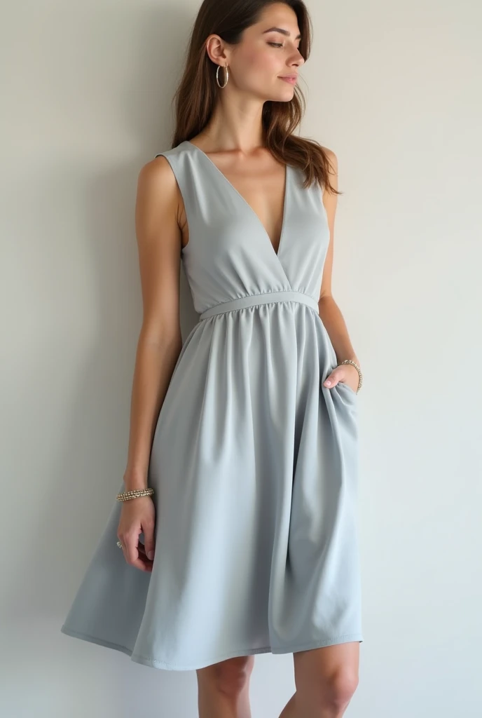 Sky Blue Midi Wrap Sheath Dress