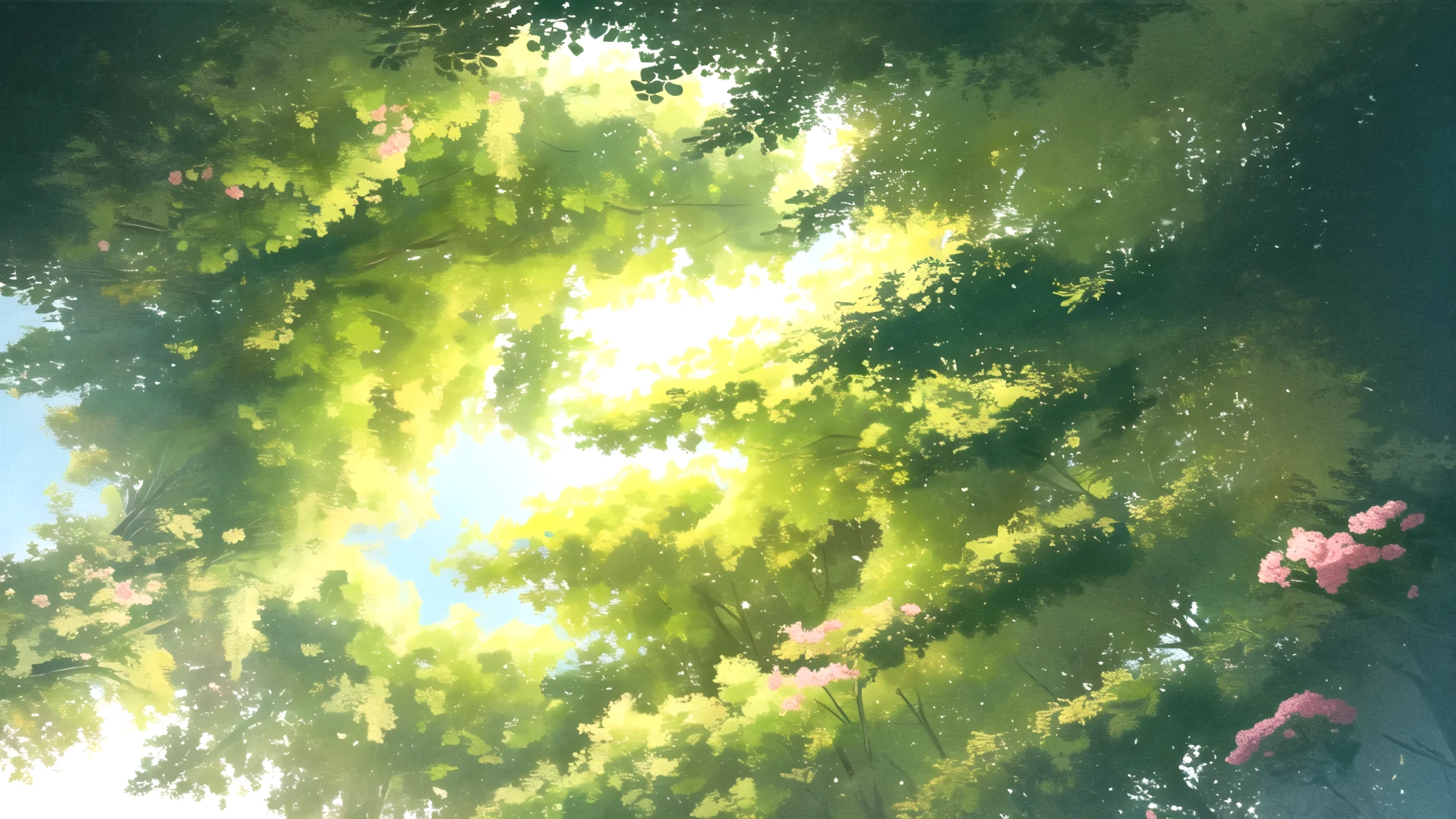 masterpiece, best quality, potg style, scenery, flowers, grasslands, from below,