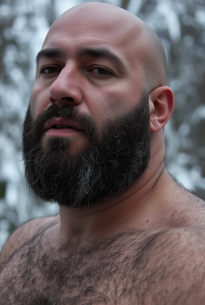 Hyperrealistic Very Realistic 8K Resolution Very Realistic Best Ultra High Definition resolution Very Realistic Photorealistic picture of a realistic bearded hairy Bald Kratos man in the snow, handsome stocky black, man with on, God of War Ragnarok Kratos, strong hairy chest and arms, with very realistic tattoos, very realistic hairy strong chest and arms, very realistic hairy chest, very realistic pecs, very realistic strong legs, in tiny realistic underwear with bulges, very realistic lips, very realistic lip details, very realistic belly, very realistic eyes, very realistic eyes details, very realistic thick chubby neck, very realistic neck lines, very realistic neck details, very realistic face, very realistic face details, 47 year old man, small transparent underwear, bald, very realistic kratos muscle bear beefy buff beefy bear buff beefy big belly thick big beefy big manly bulky muscular bodybuilder muscle bear, very realistic, very realistic photography, very detailed, full body portrait, 8k Resolution, very defined details, cinematic, 8k, epic Steven Spielberg movie still, sharp focus, by pascal blanche rutkowski repin artstation hyperrealism painting concept art of detailed character design matte painting, 8k resolution God of War Ragnarok 