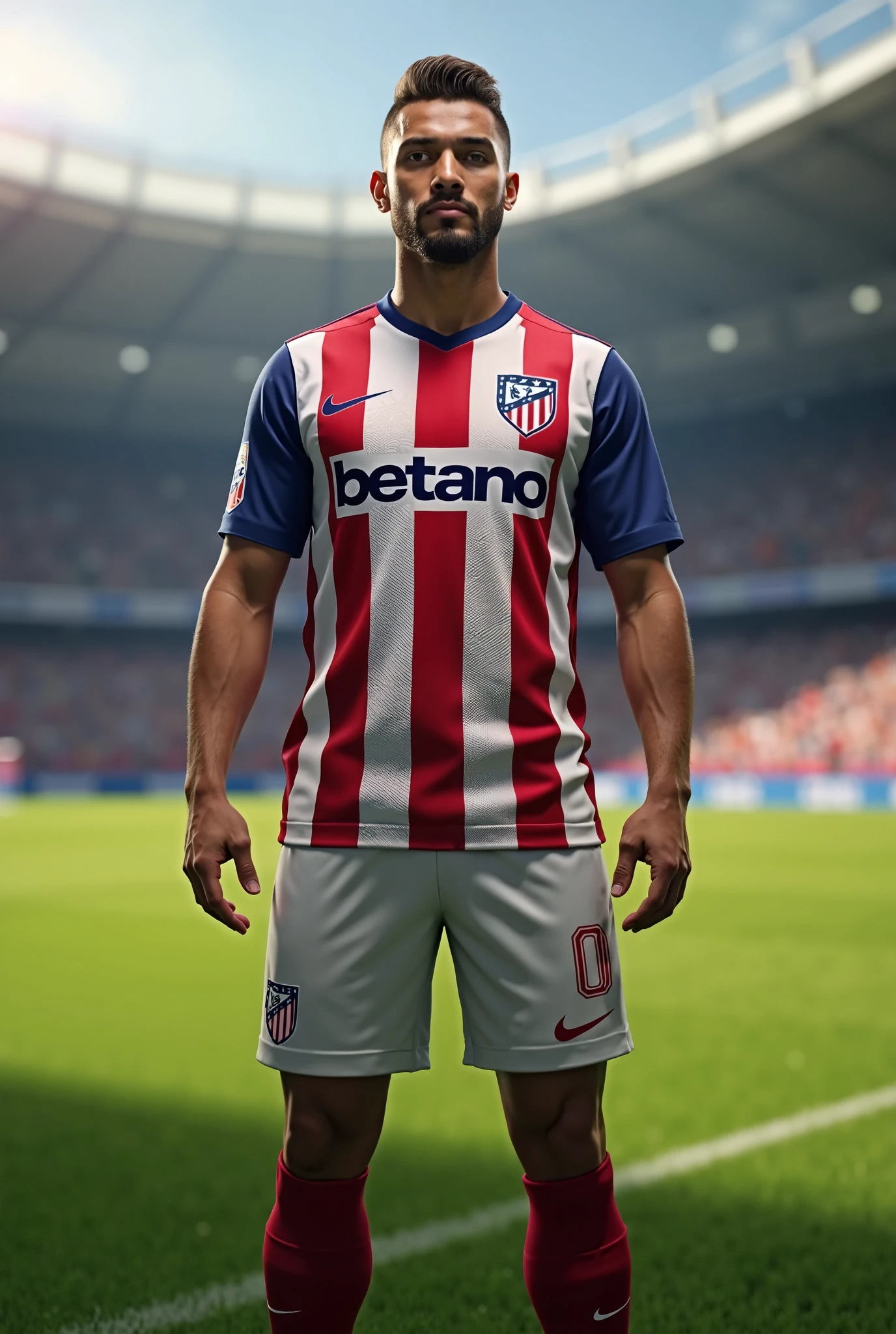 The person's dress was changed to a pink polo shirt,The collar is black,The clothes are in the style of the American soccer team Miami International,The character's face and movement posture remain unchanged