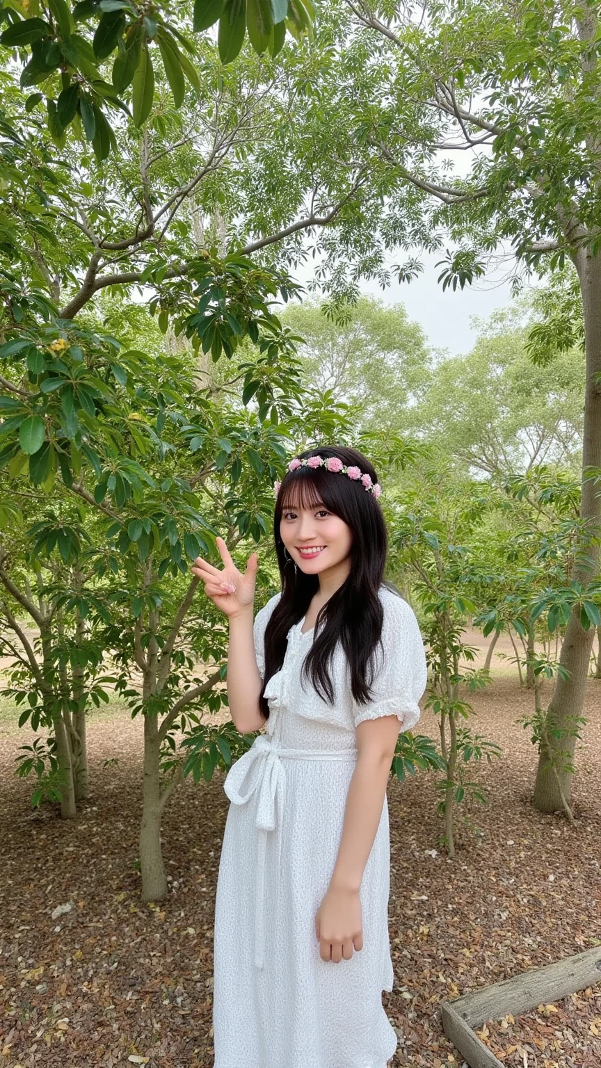 masutepiece,Best Quality, 1girl in,Solo,Hal Ulala,Overall shorts,flower-shaped pupils,Lori,PINK SHIRT,holding ice cream,(Horse tail:0.6),Smile,Open mouth,cloudy,