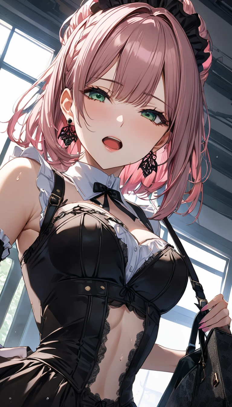 (masterpiece, absurd quality, best quality, official art, beautiful and aesthetic:1.2), 16K, cute petit girl, extreme detailed, digital art, colorful, highest detailed, vivid color, (transform sequence), babyface, cinematic lighting, (from below:1.5), dynamic angle, landscape, (dirty clothes:1.5), scenery, (soro:1.5), (1girl:1.5), (indoors:1.5), bedroom, lamp, (hotel room:1.3), charayesha, hair flower, flower,(extreme detailed lips:1.3), eyelashes, extremely detailed face, (perfect legs, perfect hands, perfect anatomy：1.1), depth of field, dappled sunlight, beautiful lighting, chibi, (floating hair:1.3), detailed skin, shiny, (suspended:1.5), (Uplifting:1.5), (sexual feeling:1.2), shiny skin, shiny hair, shiny face, shiny skin, (voluminous frills skirt,:1.5) ,(voluminous panniers in skirt:1.5), (orgasm face:2.0), (covered the viewer:1.5), disheveled clothes, (woman on top, vaginal:1.5), (upper body:1.5), (close up upper body:1.8), (happy:1.5), upper body focus, (seductively posing on all fours on a bed, looking down flirtatiously:1.8), hug the vier, (close up face:2.0), from front,