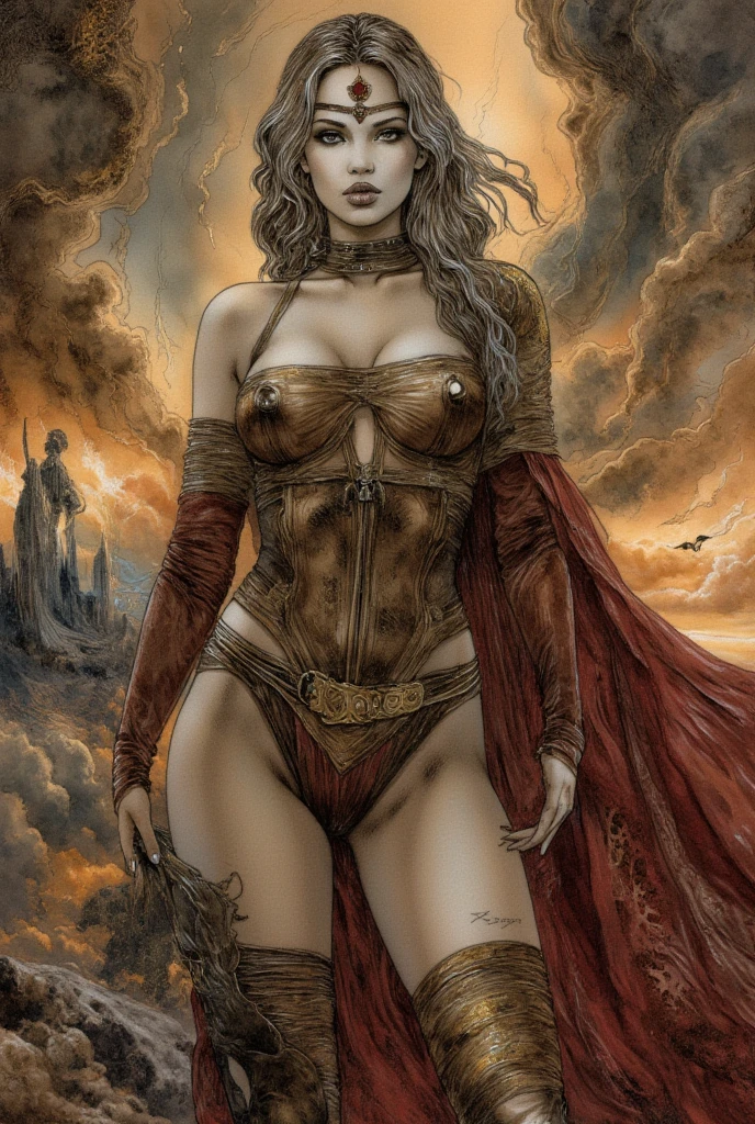 girls on Mars, topless, pubic hair, amazons, jewelry, golden chains, tiara