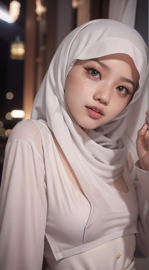 ​masterpiece, top-quality, 8K, absurderes, a beauty girl, kawaii, outdoor,(half body:1.3), (fullnude:1.5), wearing pasmina hijab,hijab, ,nice body, No makeup, bukkake, Near and far law, depth of fields, A hyper-realistic, hight resolution, a picture, sharp focus, nffsw, face lights, dynamic lighting, Highest detail, Extreme details、ultra-detailliert、detaile、authentic skin、delicated facial features、Easy Negative