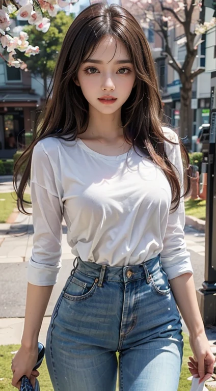 Beautiful woman with wavy hair,Delicate and charming eyes with notched thighs,long sexy legs,Wear a small shorts T-shirt,Bus stop,thin fog,soggy,rained,A masterpiece of the best quality,realisticlying,A detailed,8k,HDR,shallowdepthoffield,Wide light,High contrast,Contre-Jour,Flood,Flash,color difference,Sharp focus,RAW color photo