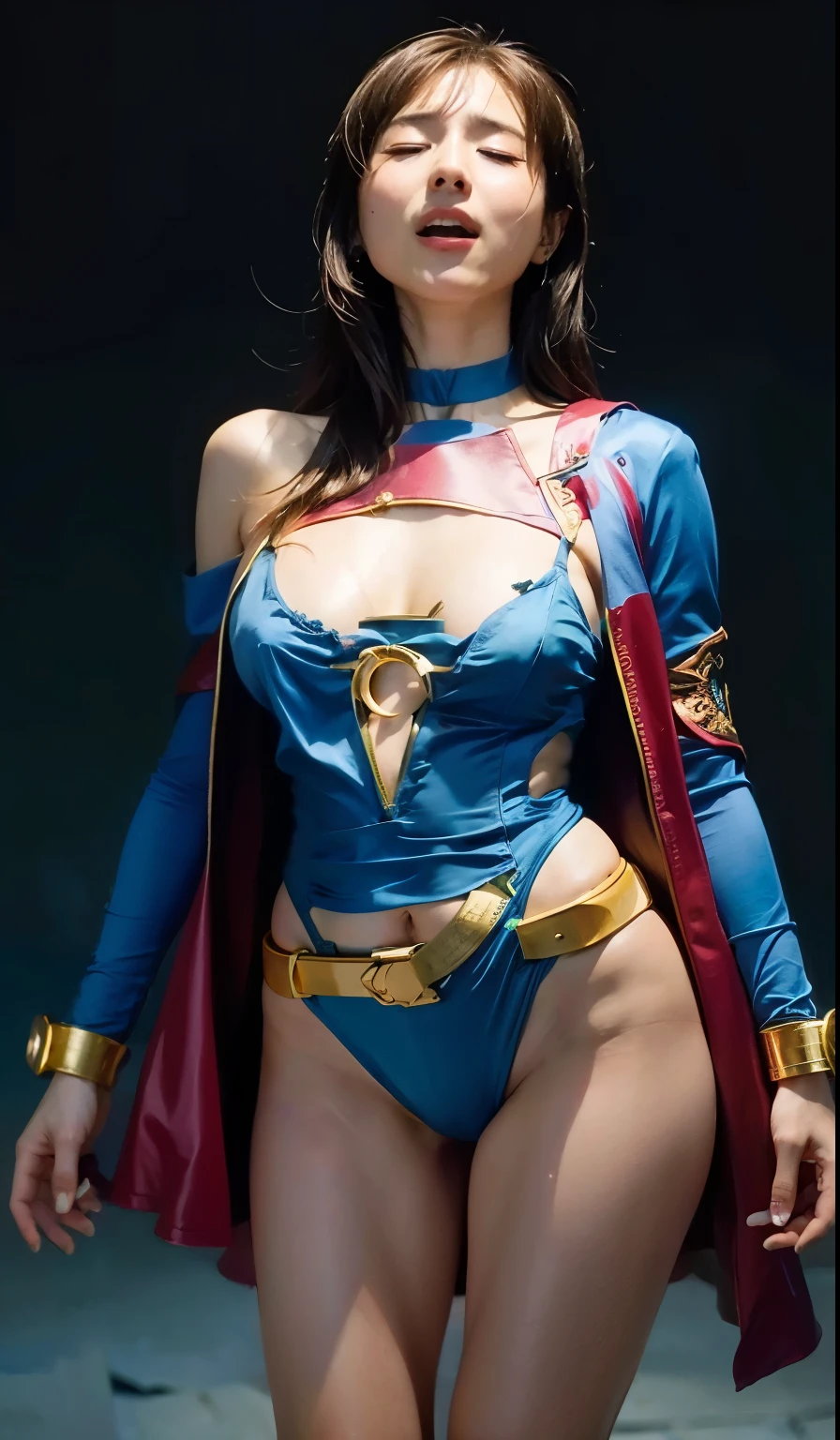 Woman body set large breasts、supergirl costume、ple short hair、jungle