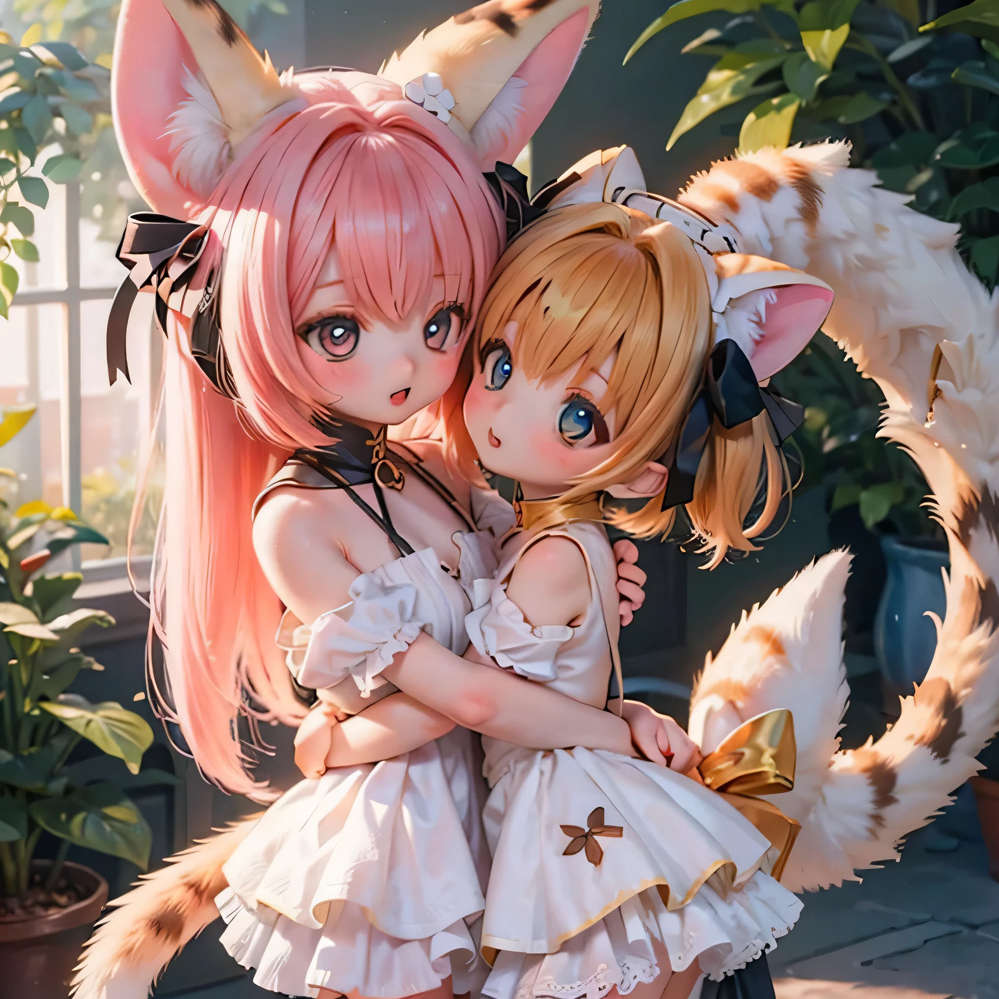            serval cat girl cat ears and tail                       , chubby and           cute ,               cute  ,               realistically shot on white micro material  , 4K,                     Crimson hair is very smooth            ,      Masterpiece,           cute ,            CUTE DESIGN     ,                 beautiful eyes  ,               beautiful lips,               beautiful face,       long eyelashes   ,            more info        ,                  butterfly mountain             ,                I tried reducing the luster with pastel colors      ,               elegant        ,              elegant       ,    wonderful,     hugging fantasy nude nsfw       