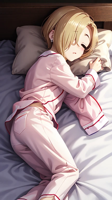 Browsing Caution,Only one person,(Petite),((One cute boy)),((Groin bulge)),Back view,Turn your butt,Blonde woman with low pigtails,lips,Sweat,White Breath,Nurse uniform,The gaze of the viewer,A begging expression,,Lying down