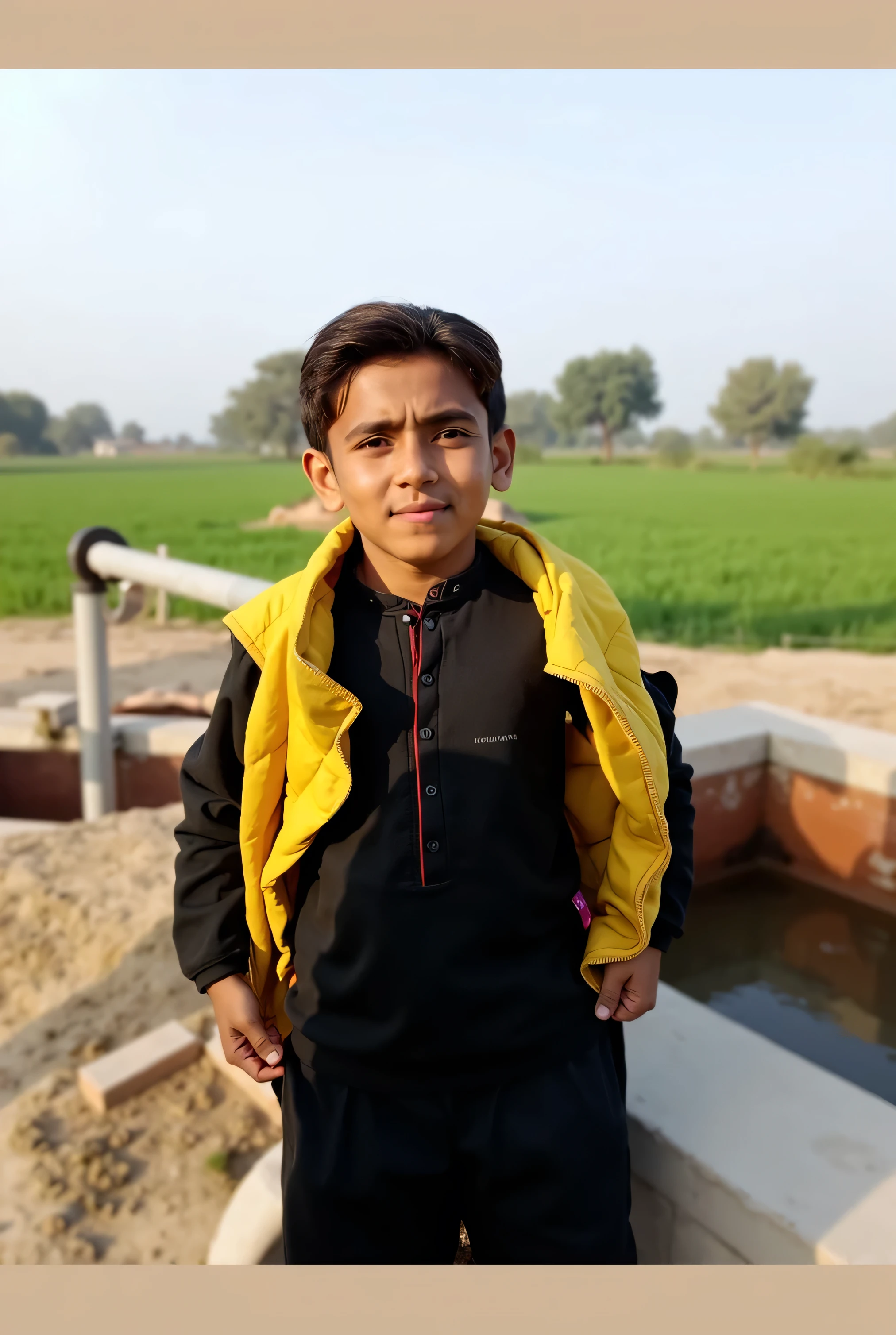 A boy is playing on the road side, just like Modi