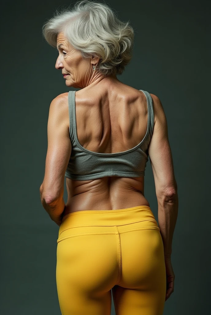 Masterpiece, 45 year old woman, bright pink sports bra, bright pink short shorts, booty shorts, wet skin, gray hair, freckles, facing the camera, standing, hands on hips