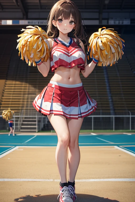masterpiece, best quality, (1girl), a 25yo woman, huge breasts, cheerleader, holding pom poms, perfect hands, (full body:1.2), jumping, crowd, dynamic pose, Stadium, (from above:1.2), \(cheerleading\), <lora:cheerleaderOutfitV2:1>, (chubby:1.3), (big belly), (thick:1.2), fat arms, double chin, drooling, love handles, flabby, mouth open, cinematic lighting, damp and humid atmosphere, 8k, uhd, absurdres