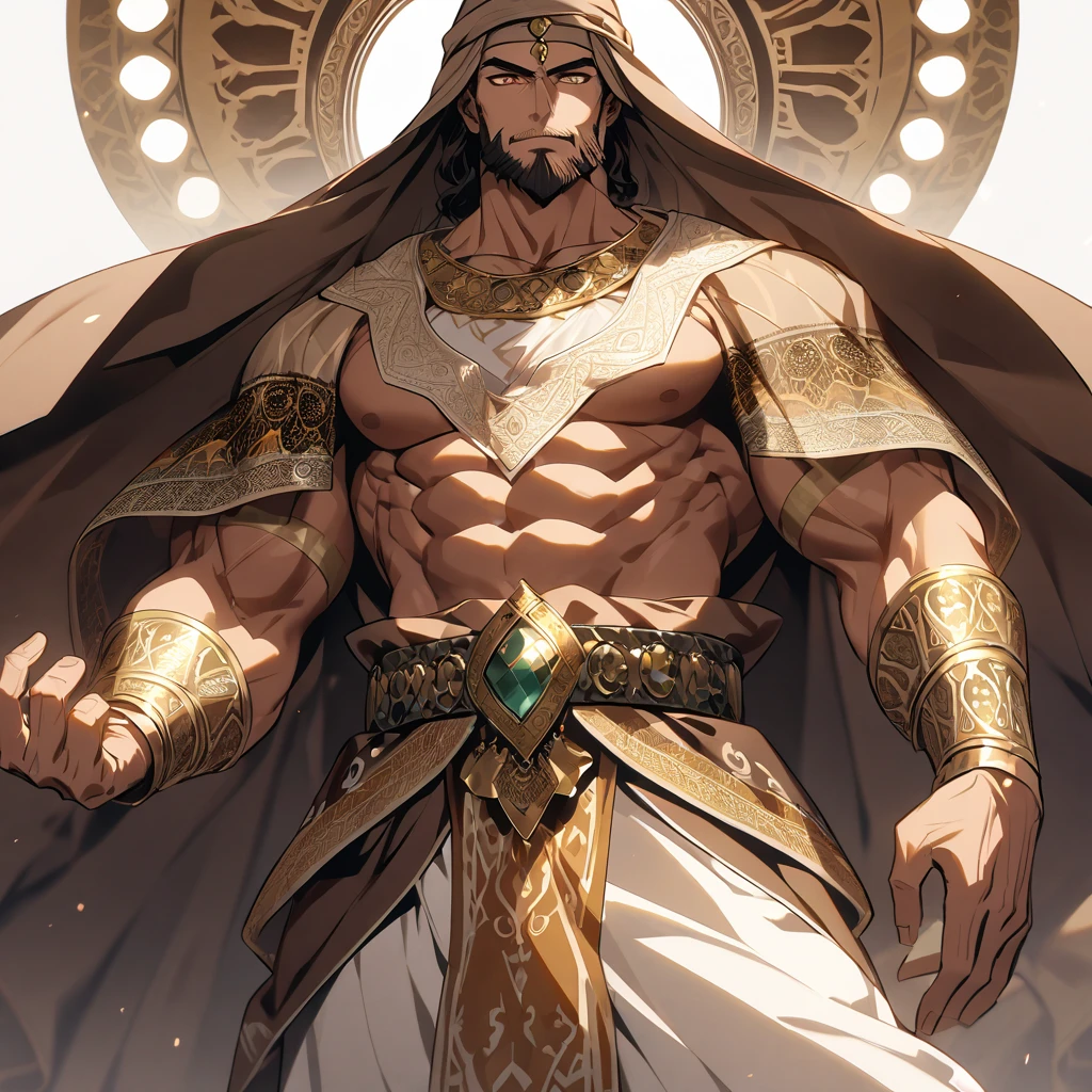 Ancient Greeks,One Man,Tattered robes,Are standing,Simple Background,Muscular,Meros,whole body,youth,thin,Brown Hair,
