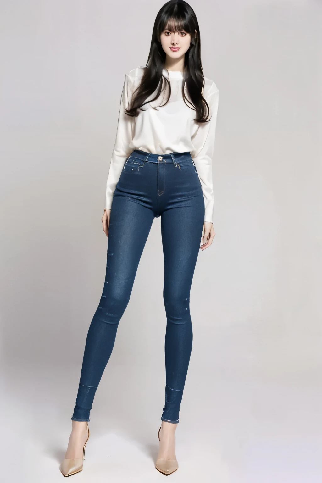 Skinny young girl around 18 , huge tits , skinny body , wearing tight jeans and shirt