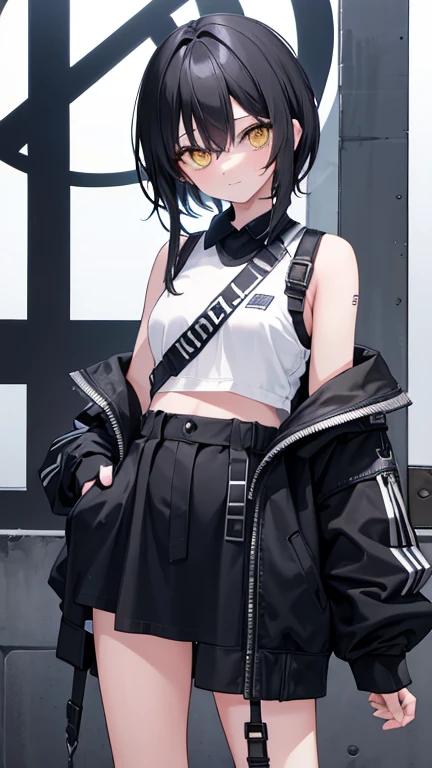 (short cute girl,small young student,young delicate girl),(masterpiece,Top quality),hoodie,A Gray Sports Bra,black hair